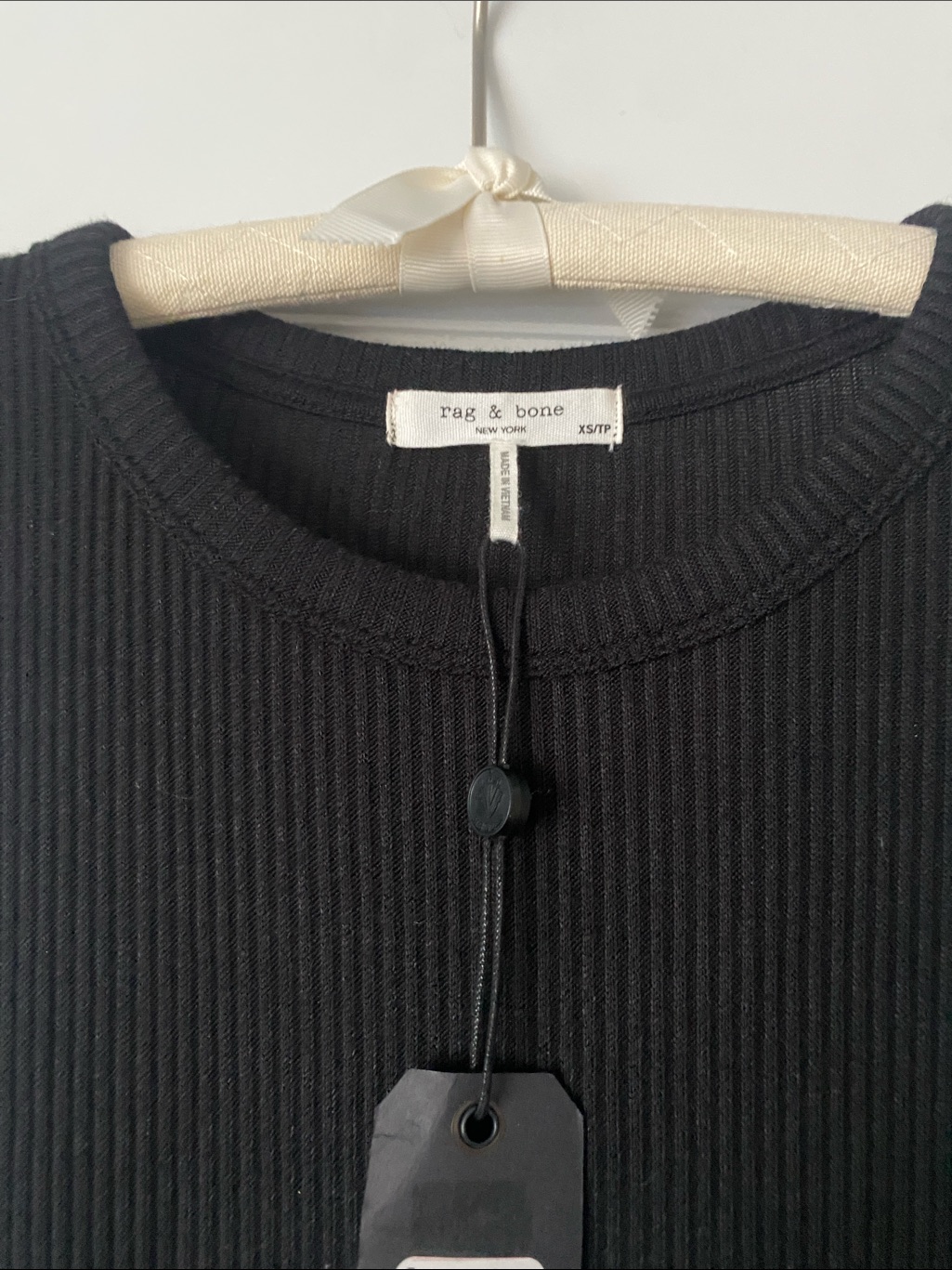 Rag & Bone Black Ribbed Crewneck Dress
